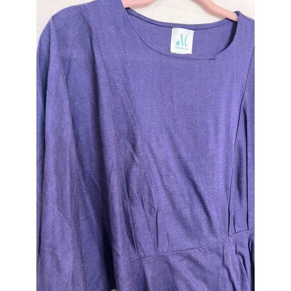 Shopthemint Navy Blue Linen Top Size SM Solid Short Sleeve EUC - Picture 6 of 6